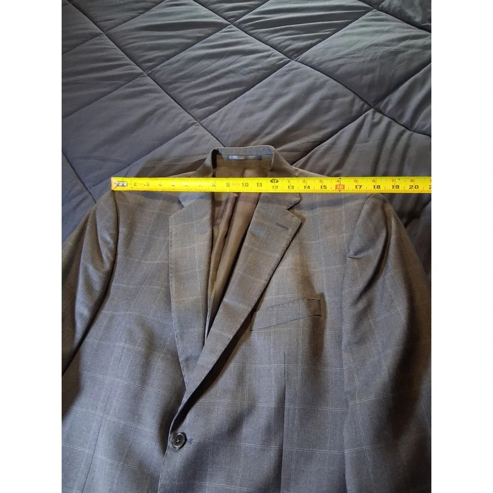 Charles Tyrwhitt Reda Super 110s Wool Slim Fit Blazer Blue Grey Windowpane 44R